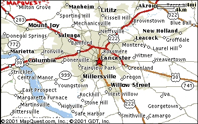map of the Lancaster area